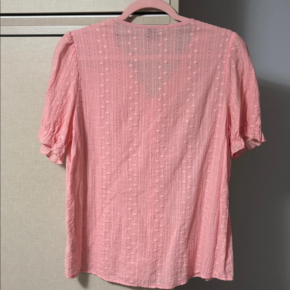 Shein size L Coral Lace Detail Blouse - Picture 4 of 4